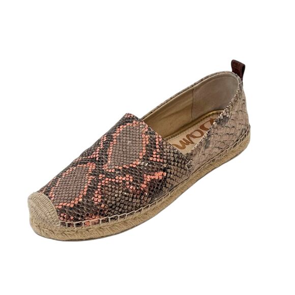 Sam Edelman Khloe Snakeskin Espadrille Slip On Size 7.5 Anthropologie Tan Pink - Picture 1 of 9